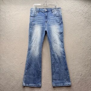 Freckled Poppy Risen Jeans Light Wash High Rise Flare Denim Stretch Women’s 1XL